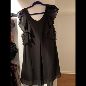 100% polyester black flowy dress